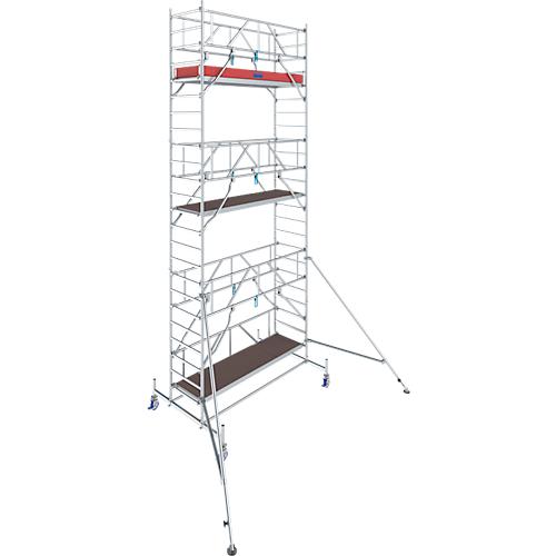 Alu-Fahrgerüst KRAUSE Serie 10, 200 kg/m², TÜV-geprüft, höhenverstellbare Rollen, L 2500 x B 750 x H 7400 mm