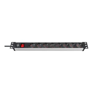 Alu-Line 19″ Steckdosenleiste für Schaltschränke 8-fach schwarz/silber 2m H05VV-F 3G1,5 mit Schalter Alu-Line 19″ Steckdosenleiste für Schaltschränke 8-fach schwarz/silber 2m H05VV-F 3G1,5 mit Schalter