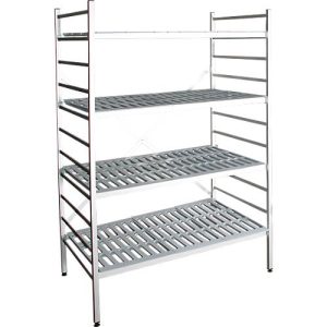 Aluminium-Steckregal, Grundfeld, mit 4 Kunststoff-Rost-Fachböden, H 1950 x B 1000 x T 600 mm