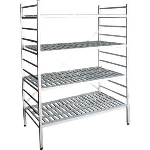 Aluminium-Steckregal, Grundfeld, mit 4 Kunststoff-Rost-Fachböden, H 1950 x B 1200 x T 600 mm