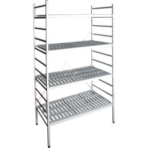 Aluminium-Steckregal, Grundfeld, mit 4 Kunststoff-Rost-Fachböden, H 1950 x B 800 x T 600 mm