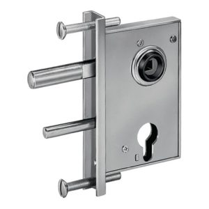AMF Gittertorschloss 107ZW mittelschwer mit U-Stulp Dorn 50mm verzinkt AMF Gittertorschloss 107ZW mittelschwer mit U-Stulp Dorn 50mm verzinkt