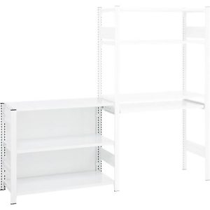 Anbauregal für ORDO Home Steckregal, 3 Fachböden, multifunktional, mobil, B 1060 x T 435 x H 825 mm, verkehrsweiß RAL 9016
