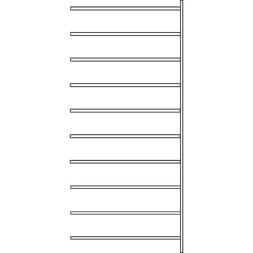 Anbauregal R 3000, 10 Böden, B 1315 mm x T 500 mm, Böden lackiert