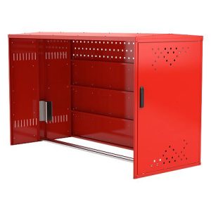 Anbausatz mit Seitenwand für Fahrradgarage BikeBox 1 G mit Giebeldach, verkehrsrot RAL 3020 Anbausatz mit Seitenwand für Fahrradgarage BikeBox 1 G mit Giebeldach, verkehrsrot RAL 3020