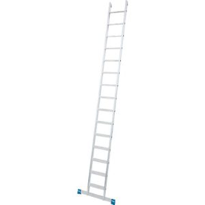 Anlegeleiter Krause, TRBS 2121-2, Arbeitshöhe 4800 mm, 15 rutschfeste Profilstufen mit T 80 mm, Fußstopfen, Quertrav., Alu Anlegeleiter Krause, TRBS 2121-2, Arbeitshöhe 4800 mm, 15 rutschfeste Profilstufen mit T 80 mm, Fußstopfen, Quertrav., Alu