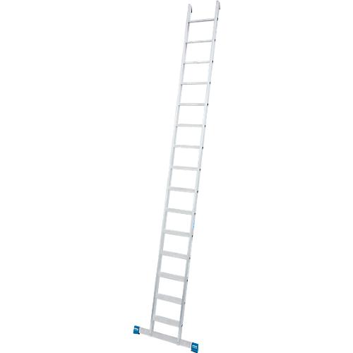 Anlegeleiter Krause, TRBS 2121-2, Arbeitshöhe 4800 mm, 15 rutschfeste Profilstufen mit T 80 mm, Fußstopfen, Quertrav., Alu