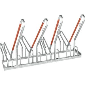 Anlehnparker 1-seitig, für Reifen bis B 55 mm, B 1400 x T 385 x H 815 mm, Stahl verzinkt, 4 Einstellplätze Anlehnparker 1-seitig, für Reifen bis B 55 mm, B 1400 x T 385 x H 815 mm, Stahl verzinkt, 4 Einstellplätze