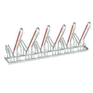 Anlehnparker 1-seitig, für Reifen bis B 55 mm, B 2100 x T 385 x H 815 mm, Stahl verzinkt, 6 Einstellplätze Anlehnparker 1-seitig, für Reifen bis B 55 mm, B 2100 x T 385 x H 815 mm, Stahl verzinkt, 6 Einstellplätze