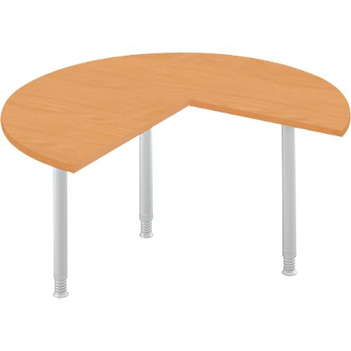 Ansatztisch, 3/4 Kreis, Ø 1400 mm, Ansatz rechts/links, Buche/weißalu