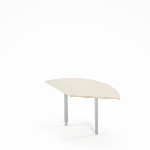 Ansatztisch Ergo-T 2.0, 135° Winkel, Quadratrohrfuß, B 800 x T 800 x H 718-898 mm, Ahorn/weißalu