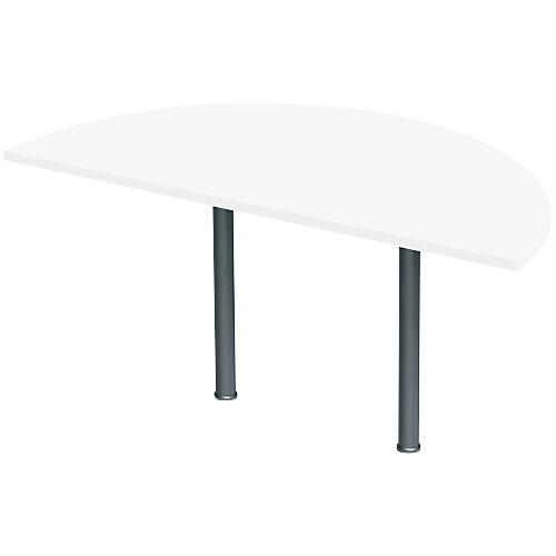 Ansatztisch, Halbkreis, Ø 1600 mm, weiß/anthrazit