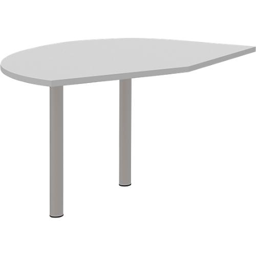 Ansatztisch rechts BARI, 2 Stützfuße, Form A, Bogen, B 1050 x T 1260 x H 680-820 mm, hellgrau