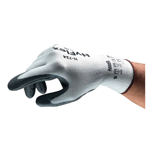 Ansell Schnittschutzhandschuhe HyFlex 11-724 Gr.10 weiß/grau EN 388 Kat.II 12 PA