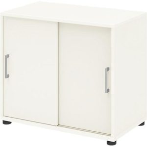 Anstellschrank TEMPIO, aus Holz, 2 Schiebetüren, 2 OH, B 800 x T 430 x H 740 mm, weiß/weiß Anstellschrank TEMPIO, aus Holz, 2 Schiebetüren, 2 OH, B 800 x T 430 x H 740 mm, weiß/weiß