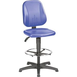 Arbeitsdrehstuhl 9651, Kunstleder, Gleiter, Fußring, blau Arbeitsdrehstuhl 9651, Kunstleder, Gleiter, Fußring, blau