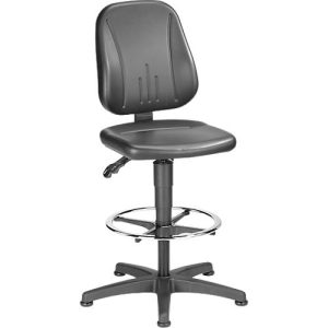 Arbeitsdrehstuhl 9651, Kunstleder, Gleiter, Fußring, schwarz Arbeitsdrehstuhl 9651, Kunstleder, Gleiter, Fußring, schwarz