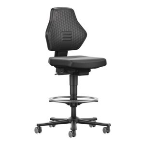 Arbeitsdrehstuhl Air Flow Rollen+Fußring Kunstlederpolster schwarz 610-890mm Arbeitsdrehstuhl Air Flow Rollen+Fußring Kunstlederpolster schwarz 610-890mm