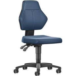 Arbeitsdrehstuhl Allrounder, o. Armlehnen, Permanentkontakt, m. Rollen, Kunstleder, blau Arbeitsdrehstuhl Allrounder, o. Armlehnen, Permanentkontakt, m. Rollen, Kunstleder, blau