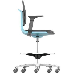 Arbeitsdrehstuhl Labsit hoch, Kunstleder, Sitz-Stopp-Rollen, B 450 x T 420 x H 560 – 810 mm, blau Arbeitsdrehstuhl Labsit hoch, Kunstleder, Sitz-Stopp-Rollen, B 450 x T 420 x H 560 – 810 mm, blau