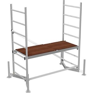 Arbeitsgerüst Grundgerüst MONTO® ClimTec, Arbeitshöhe 3 m, höhenverstellbare Belagbühne mit Luke, V-Traverse, bis 200 kg/m², Aluminium Arbeitsgerüst Grundgerüst MONTO® ClimTec, Arbeitshöhe 3 m, höhenverstellbare Belagbühne mit Luke, V-Traverse, bis 200 kg/m², Aluminium