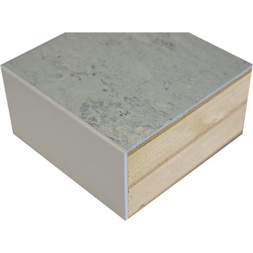 Arbeitsplatte Linoplan, Linoleumbelag 2 mm, 40 mm stark, ohne Gegenzug, geölt, lichtgrau, 2mm ABS Kante, B 1500 x T 700 mm