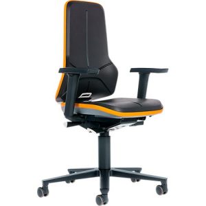 Arbeitsstuhl bimos NEON, Permanentkontakt, Grundmodell ohne Polsterelement, mit Rollen, Flexband orange Arbeitsstuhl bimos NEON, Permanentkontakt, Grundmodell ohne Polsterelement, mit Rollen, Flexband orange