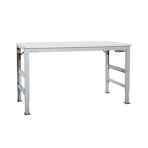 Arbeitstisch Ergo, Elektro-Hydraulik, Platte Kunststoff, 1750 x 800 mm, alusilber