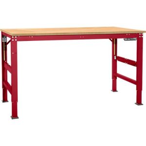 Arbeitstisch Ergo, Elektro-Hydraulik, Platte Multiplex , 1000 x 800 mm, rubinrot