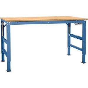 Arbeitstisch Ergo, Elektro-Hydraulik, Platte Multiplex, 1250 x 800 mm, brillantblau
