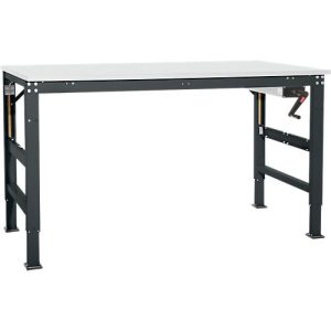 Arbeitstisch Ergo K, m. Kurbel, 1750 x 800 mm, Tischplatte PVC Dekor, anthrazit Arbeitstisch Ergo K, m. Kurbel, 1750 x 800 mm, Tischplatte PVC Dekor, anthrazit