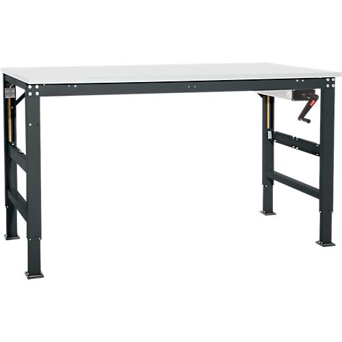 Arbeitstisch Ergo K, m. Kurbel, 1750 x 800 mm, Tischplatte PVC Dekor, anthrazit