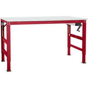 Arbeitstisch Ergo K, m. Kurbel, 2000 x 800 mm, Tischplatte Melamin, rubinrot Arbeitstisch Ergo K, m. Kurbel, 2000 x 800 mm, Tischplatte Melamin, rubinrot