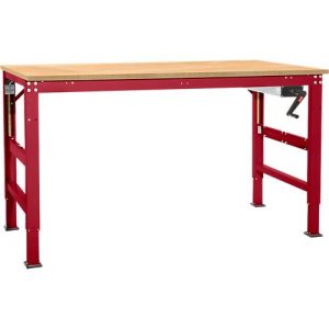 Arbeitstisch Ergo K, m. Kurbel, 2000 x 800 mm, Tischplatte Multiplex, rubinrot Arbeitstisch Ergo K, m. Kurbel, 2000 x 800 mm, Tischplatte Multiplex, rubinrot