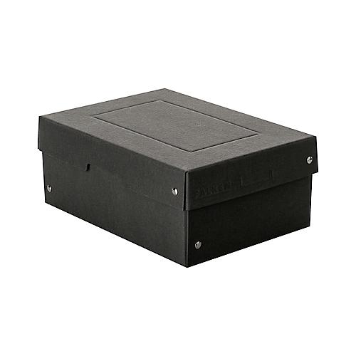 Archivbox Falken PURE Box Black A5, für bis zu 1250 Blatt, mit Beschriftungsfeld, L 250 x B 180 x Füllhöhe 100 mm, Blauer Engel, FSC®-Pappe, schwarz