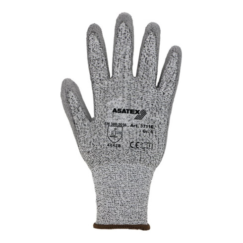 Asatex Schnittschutzhandschuh EN388 Kat.II,Level 3 Gr.9 PU-Beschicht. grau/grau 10 PA