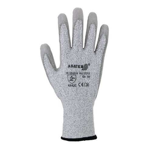 Asatex Schnittschutzhandschuh EN388 Kat.II,Level 5 Gr.10 PU-Beschicht. grau/grau 10 PA