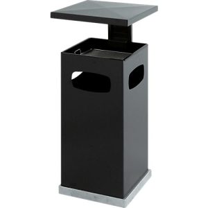 Ascher-Papierkorb mit abnehmbarem Dach, 70 Liter, schwarzgrau RAL 7021 Ascher-Papierkorb mit abnehmbarem Dach, 70 Liter, schwarzgrau RAL 7021