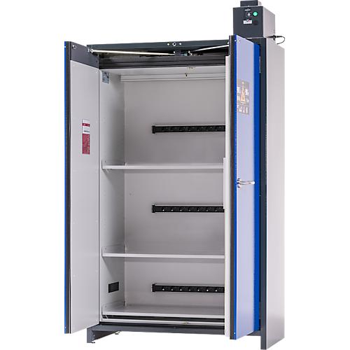 Asecos Akku-Ladeschrank ION-PRO-90 PC, 3 Fachböden gelocht + Steckdosen, 1 Auffangwanne, B 1193 x T 615 x H 2224 mm