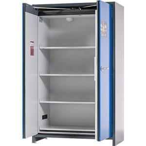 Asecos Akku-Lagerschrank ION-CORE-90 CS 1200, 4 Fachböden gelocht + 1 Bodenauffangwanne, B 1193 x T 615 x H 1953 mm Asecos Akku-Lagerschrank ION-CORE-90 CS 1200, 4 Fachböden gelocht + 1 Bodenauffangwanne, B 1193 x T 615 x H 1953 mm
