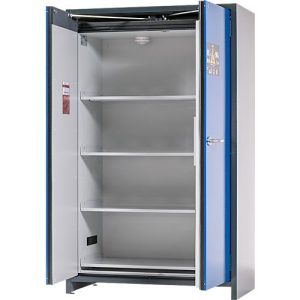Asecos Akku-Lagerschrank ION-PRO-90 PS, 4 Fachböden gelocht + 1 Bodenauffangwanne, B 1193 x T 615 x H 1953 mm Asecos Akku-Lagerschrank ION-PRO-90 PS, 4 Fachböden gelocht + 1 Bodenauffangwanne, B 1193 x T 615 x H 1953 mm