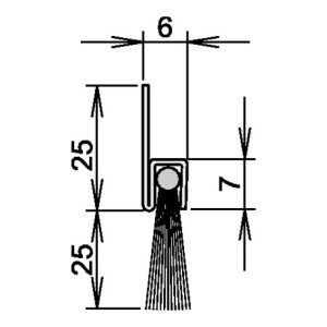 Athmer Bürstentürdichtung L.1100mm Rosshaar mixed Aufschr.Athmer