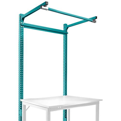 Aufbauportal m. Ausleger, Grundtisch STANDARD Arbeitstisch/Werkbank UNIVERSAL/PROFI, 1250 mm, wasserblau