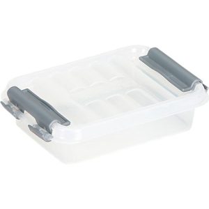 Aufbewahrungsbox Sunware Q-LINE, Verschlussclips, transparent, stapelbar, 0,2 l, L 118 x B 77 x H 30 mm, grau Aufbewahrungsbox Sunware Q-LINE, Verschlussclips, transparent, stapelbar, 0,2 l, L 118 x B 77 x H 30 mm, grau