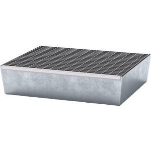 Auffangwanne ASECOS, Stahl, mit Gitterrost, 60 l Auffangvolumen, B 635 x T 785 x H 178 mm, verzinkt Auffangwanne ASECOS, Stahl, mit Gitterrost, 60 l Auffangvolumen, B 635 x T 785 x H 178 mm, verzinkt