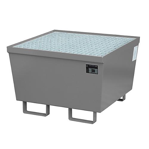 Auffangwanne BAUER AM-1, mit Gitterrost, Stahl, 215 l, B 800 x T 800 x H 545 mm, grau