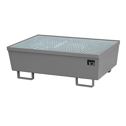 Auffangwanne BAUER AM-2, mit Gitterrost, Stahl, 225 l, B 1200 x T 800 x H 415 mm, grau