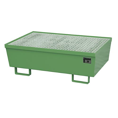 Auffangwanne BAUER AM-2, mit Gitterrost, Stahl, 225 l, B 1200 x T 800 x H 415 mm, grün