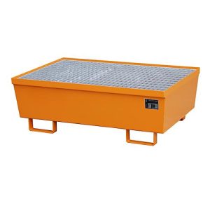 Auffangwanne BAUER AM-2, mit Gitterrost, Stahl, 225 l, B 1200 x T 800 x H 415 mm, orange Auffangwanne BAUER AM-2, mit Gitterrost, Stahl, 225 l, B 1200 x T 800 x H 415 mm, orange