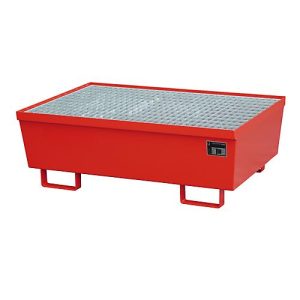 Auffangwanne BAUER AM-2, mit Gitterrost, Stahl, 225 l, B 1200 x T 800 x H 415 mm, rot Auffangwanne BAUER AM-2, mit Gitterrost, Stahl, 225 l, B 1200 x T 800 x H 415 mm, rot